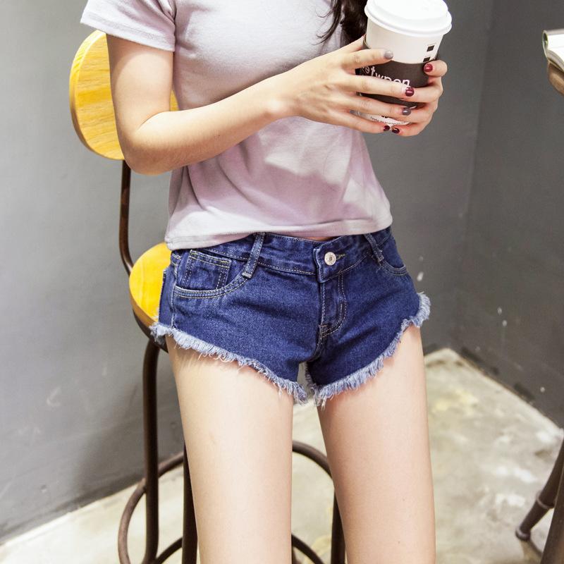 

Shorts Women Sexy Denim Mini High Waist Tassel Jean Shorts Vintage Hole Beach Bottom Short Jeans Loose Burr Wash Casual, Blue