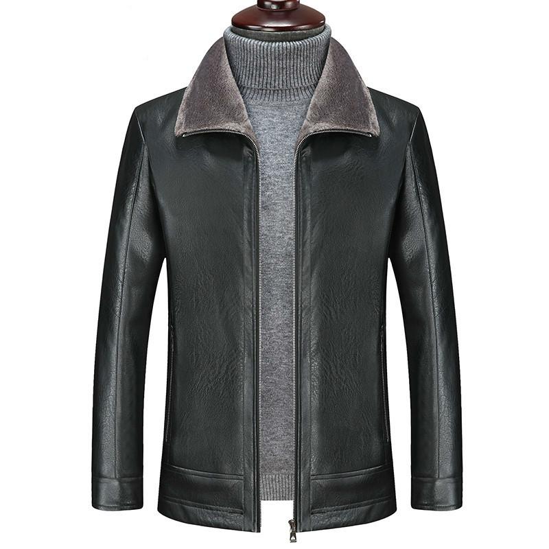 

big Plus Size 8xl 7xl Men Sheep Skin Jacket Fleece Motorcycle Bomber Black Leather Coats Male Outerwear Winter Jacket Keep Warm