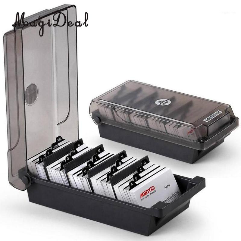 

Large Capacity Business Card Holder Box Business Card File Storage Box Organizer Index Storage 4 Divider Board1, As pic