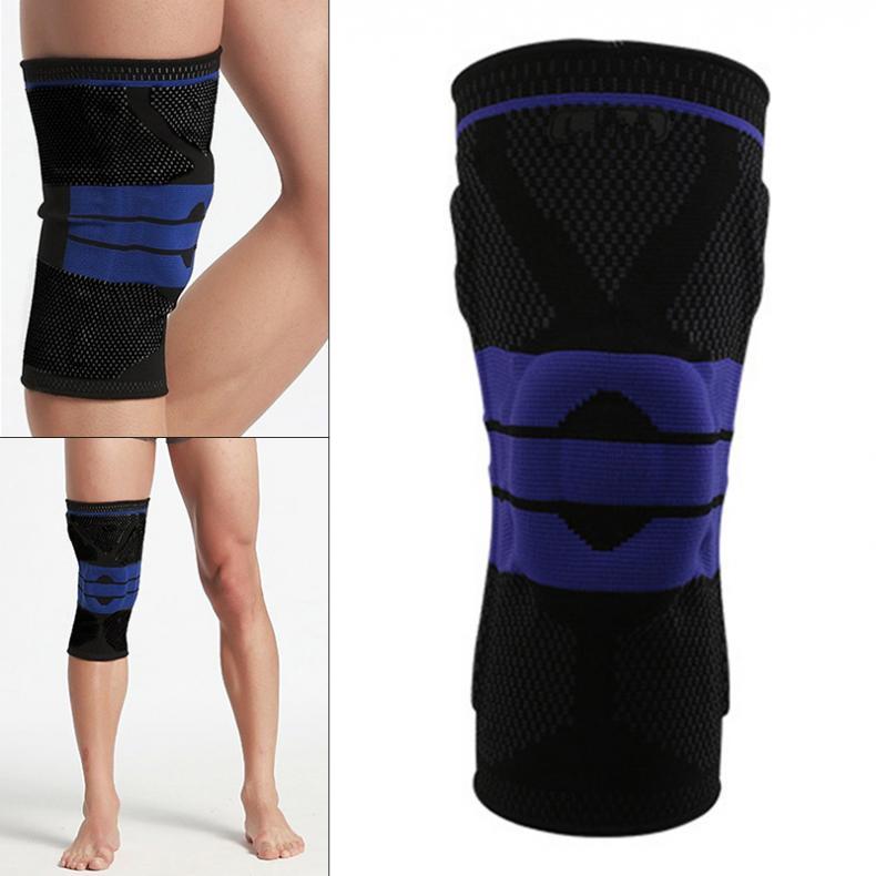 

1PCS Weaving Silicone Knee Pads Supports Brace Volleyball Basketball Patella Protectors Sports Safety Kneepads Knee Pad, As pic