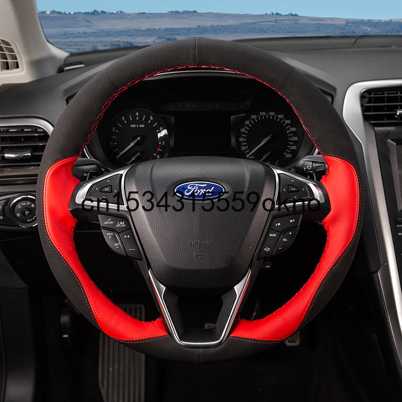 

DIY Car Steering Wheel Cover Custom Fit For Ford Focus Kuga Edge Fusion Taurus Car Accessories