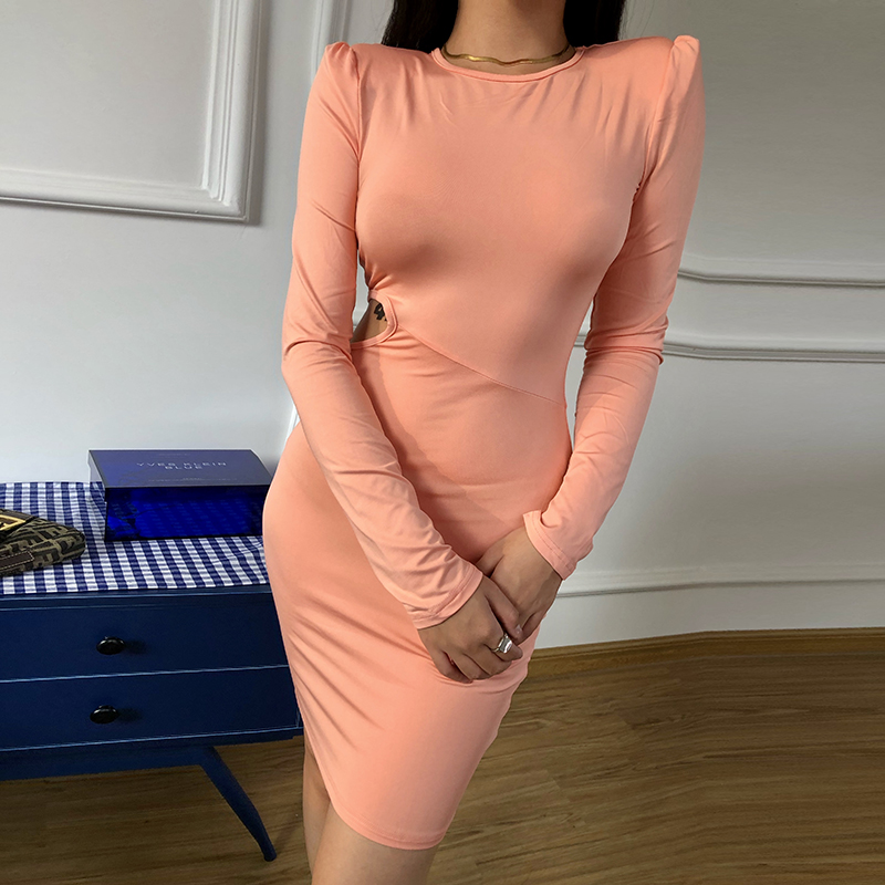 

Casual dress robe 2020 Long Sleeve Cut Out Shoulder Padded Sexy Mini Dress Autumn Winter Women Fashion Streetwear Party Outfit, Blue