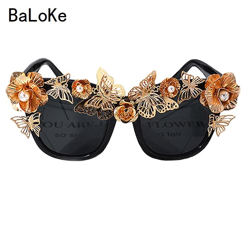 

Gold Baroque Sunglasses Women Metal Flowers Vintage Eyewear Brand Designer Sun Glasses Outdoor Casual Fashion Accessories