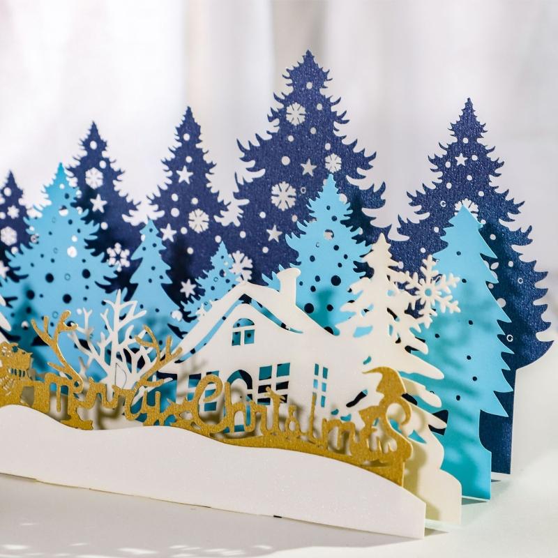

Merry Christmas Cards Christmas Tree Winter Gift -Up Cards Decorati J0PD
