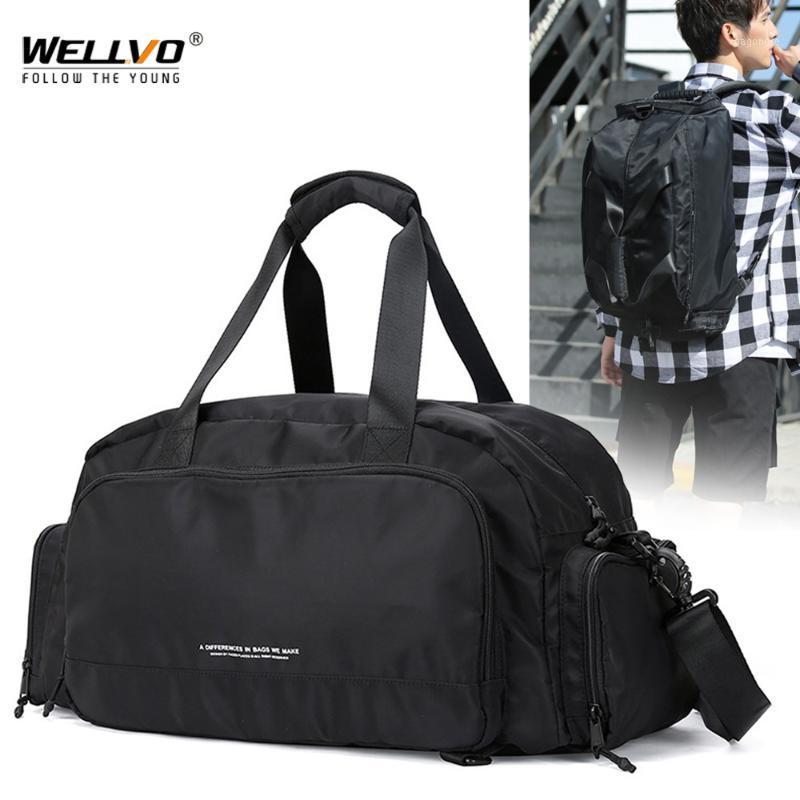 

Men Travle Bag Multifunction Large Weekend Shoulder Bag Gym Fitness Handbag Shoes Pocket Waterproof Luggage Duffle Bags XA8C1, Black
