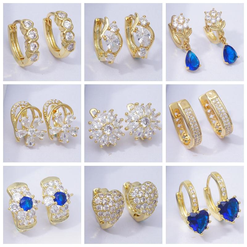 

Wholesale Designer Earrings Cubic Zirconia Gold Hoop Earrings for Women Heart Round Hoops Fashion Jewelry 2020
