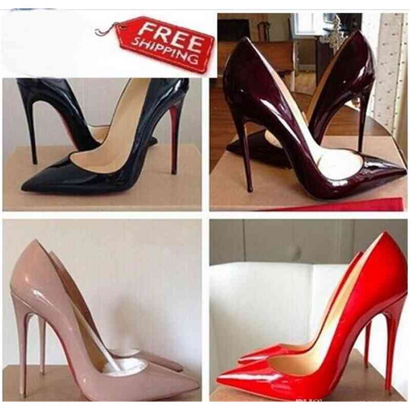

Wholesales Price!!! Women So Kate Styles 8cm 10cm 12cm High Heels Shoes Red Bottom Nude Color Genuine Leather Point Toe Pumps Patent Shiny, Red bottom 10