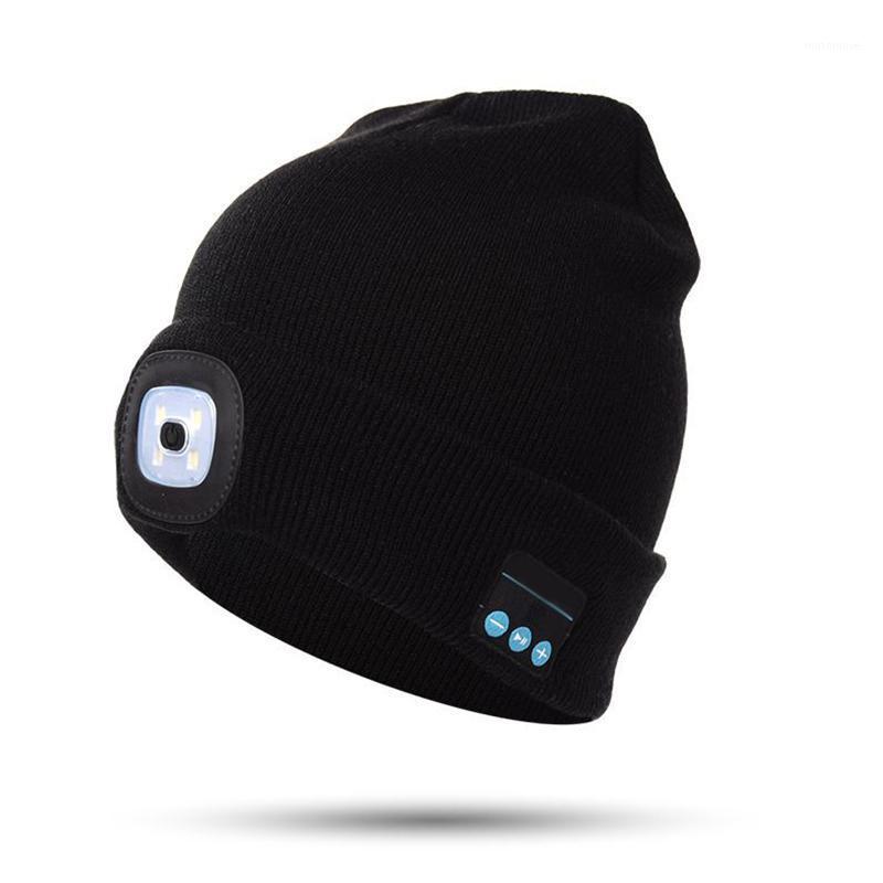 

Bluetooth Beanie Hat with LED Headlight Lighted Beanie Cap Rechargeable with Wireless Bluetooth Winter Warm Knit Hat Bes1, Black