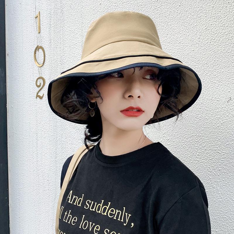 

2021 Anti-UV Wide Brim Cotton Sun Hat for Women Vacation Summer Panama Foldable Bucket Hat Large Brim Korean Beach Sun Z-487