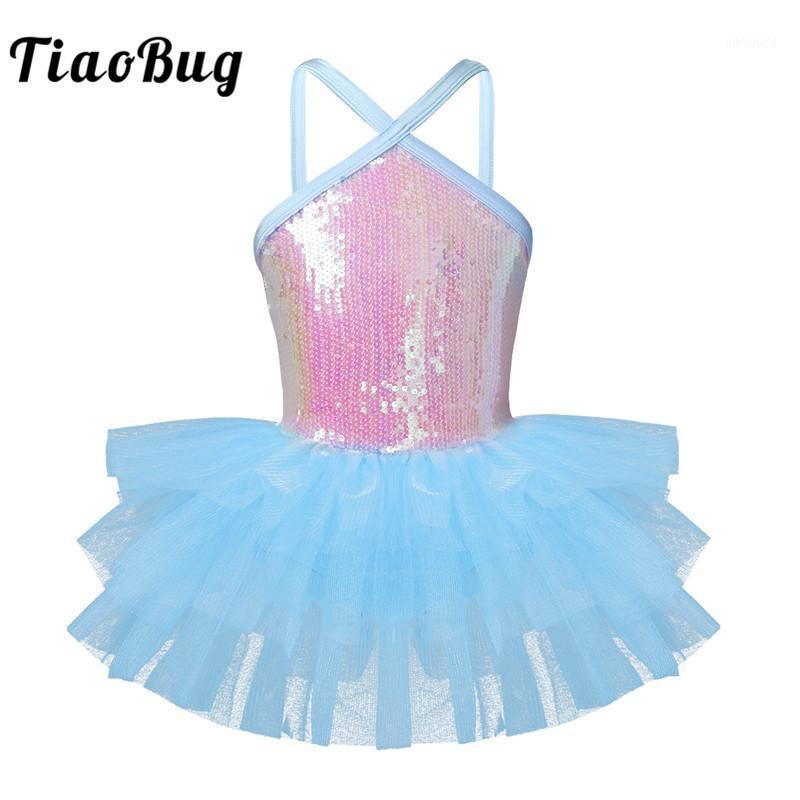 

TiaoBug Kids Halter Sequins Girls Ballet Leotards Cute Princess Mesh Dance Dress Gymnastics Leotard Stage Ballerina Tutu Dress1, Orange