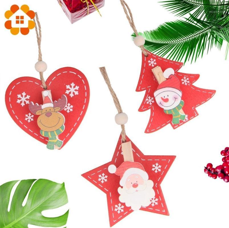 

3pcs Red Wooden Clips Christmas Series Pendants Decorations Deer Snowman Santa Claus Clip Ornaments Wood Crafts XMAS Tree Decor1