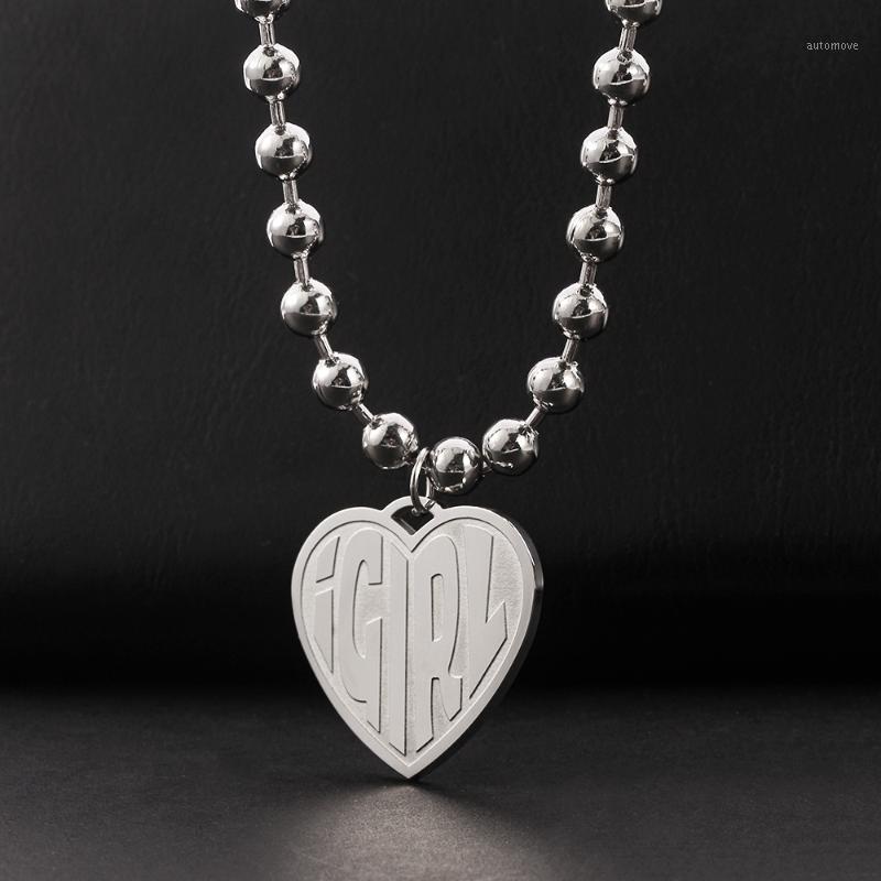 

Vintage Igirl Heart Pendant Necklace Sliver Chain Harajuku Women Letter Necklace Stainless Steel Punk Beads Choker Gift1