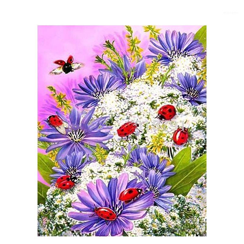 

Painting By Numbers DIY Dropshipping 40x50 50x65cm Insects with purple flowers Flower Canvas Wedding Decoration Art picture Gift1