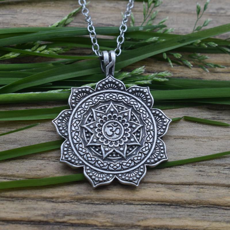 

12pcs Norse Viking Lotus mandala Om necklace Amulet jewelry Buddhism