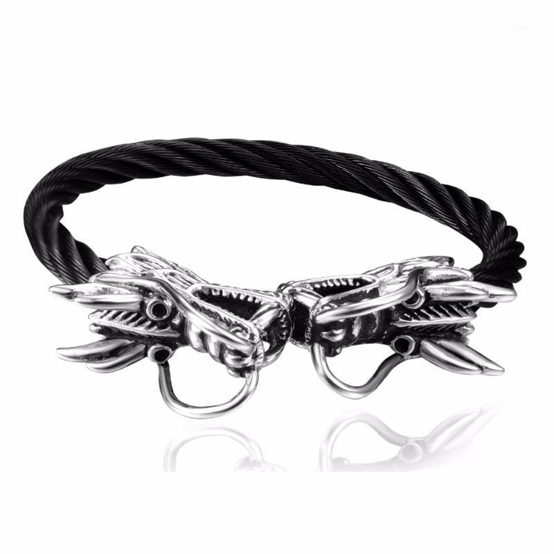 

Punk 316l Stainless Steel Big Dragon Bangle For Men Jewelry Black Twisted Cable Bangle Mens Accessories Bracelet1