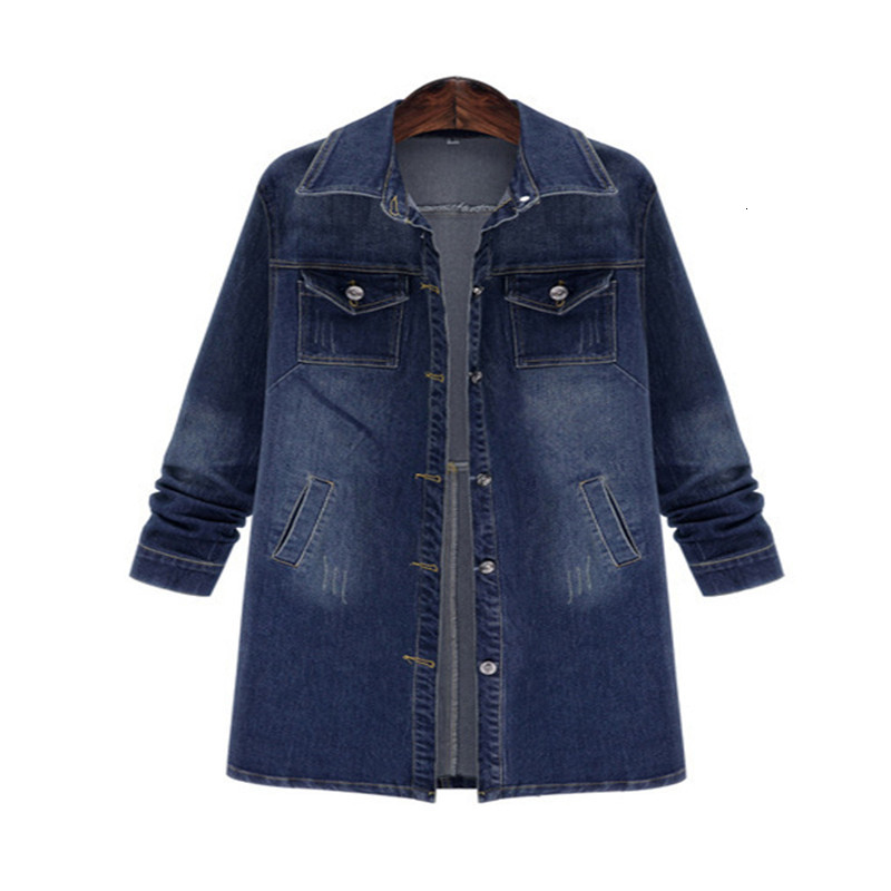 

2021 New Female denim jacket single medium length breasted lapel fashion popular in Europe and America BKKD, Navy blue