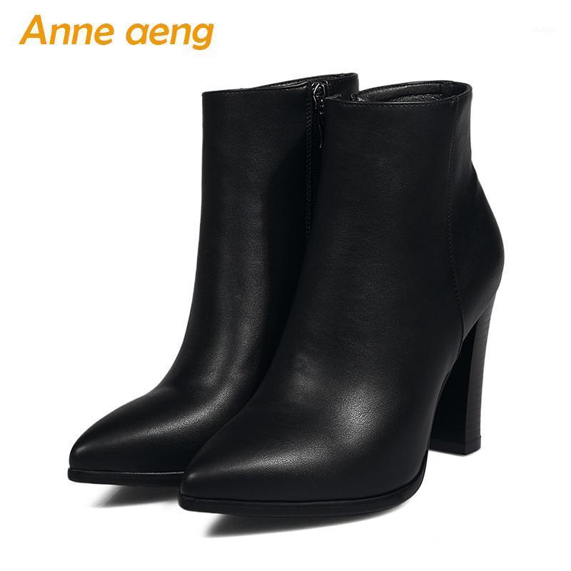 

2021 New Winter Women Ankle Boots High Heel Pointed Toe Zipper Elegant Sexy Ladies Women Shoes Black Snow Boots Big Size 33-431, Black(fur)