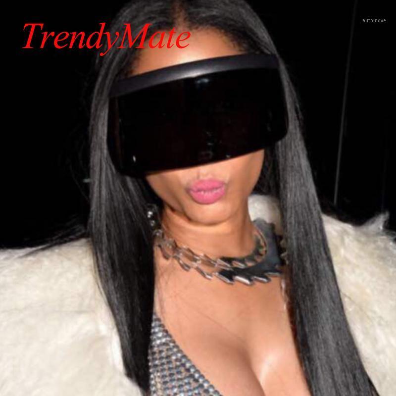 

2020 New Sunglasses Oversize Women Large Frame Reflective Sunglasses Windproof Men Sun Glasses Retro Square Rimless Glasse1191T1