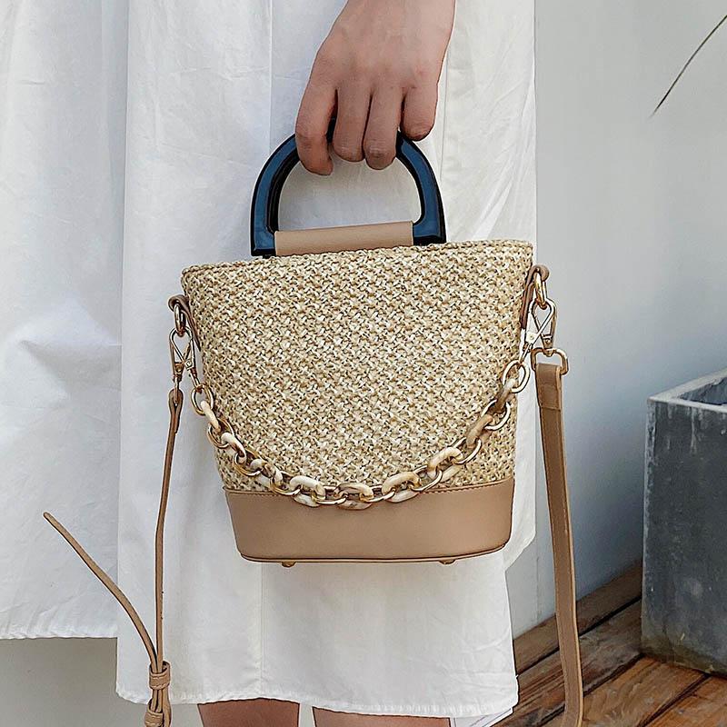 

Summer Straw Bags For Women 2021 New Design Small Beach Crossbody Shoulder Bag Female Travel Handbags and Totes, Beige