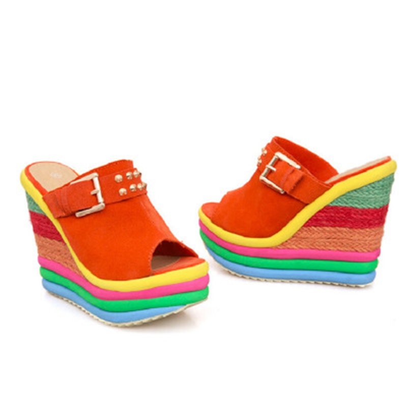 

2020 Five-inch High Leap Women Ladies of the Slipper Shoes Outside Basic Entupir Chinese 7rio, Orange