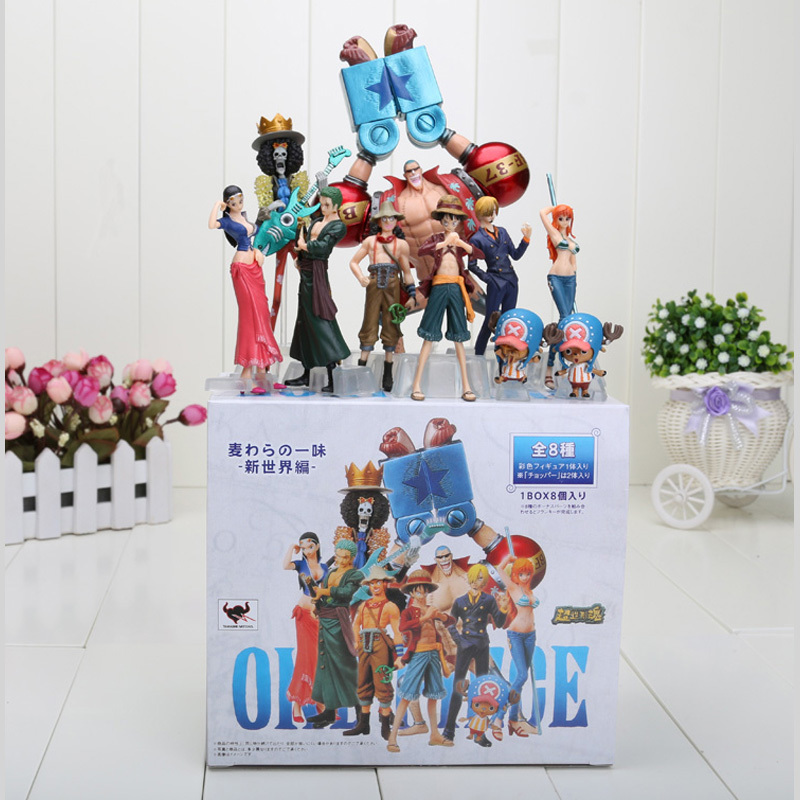 

10pcs/set Anime One Piece Action Figures 2 Years Later Luffy Zoro Sanji Usopp Brook Franky Nami Robin Chopper 201202