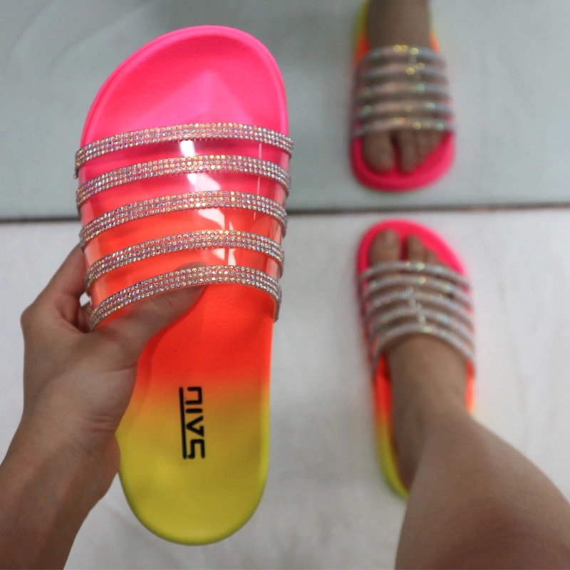 

Summer Beach Shoes Crystal Slippers Women Glitter Bling Female Candy Color Outdoor Ladies Slides Transparent Beach Slipper #Hc6t, Pink