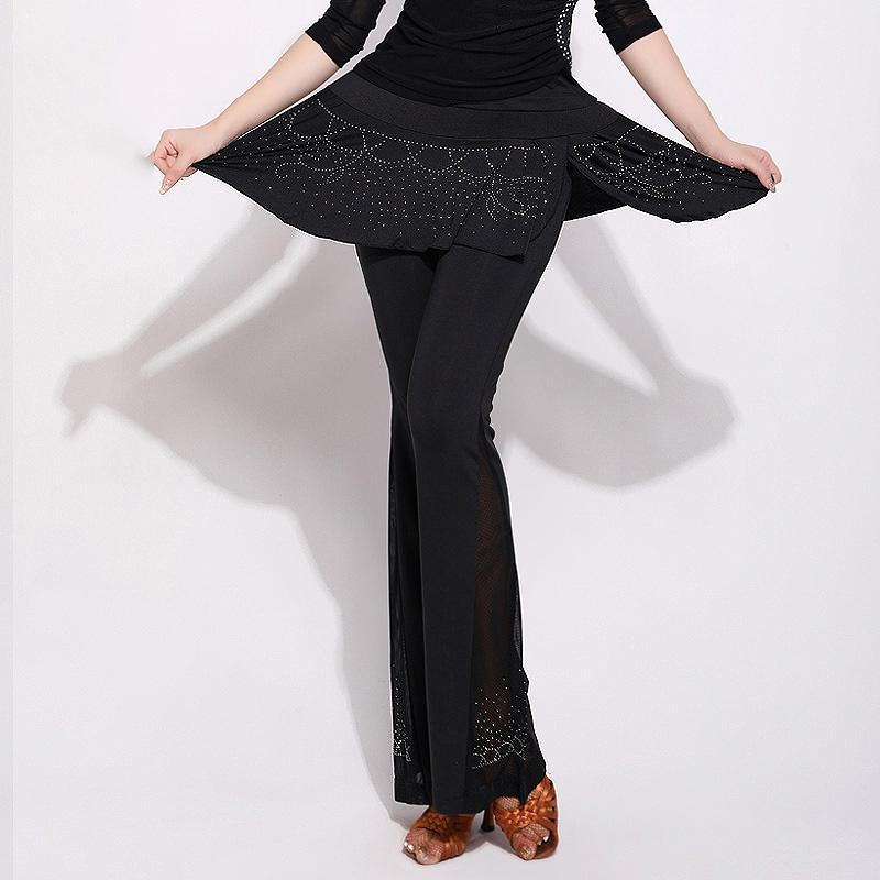 

Latin Dance Pants Black Flare Trousers Flamengo Samba Tango Salsa Cha Cha Practice Clothes Adult Woman Performance Wear DNV11919