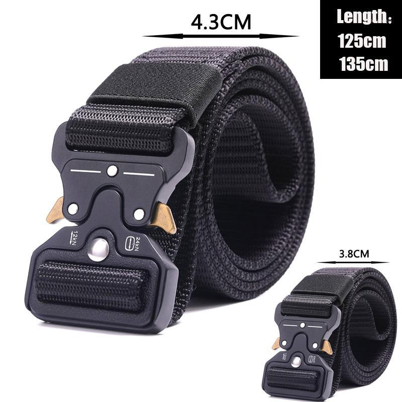 

Tactical Belt Waist Support High Quality Nylon Men's Training Belt Automatic Buckle Outdoor Camping Quick Release1, Only 2 hooks