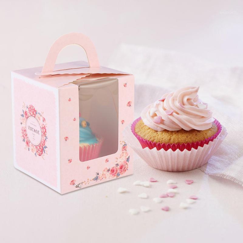 

50Pcs Portable Single Design Cake Boxes Paper Cupcake Packing Box Party Supplies1