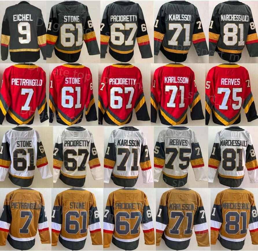 

Reverse Retro Hockey 9 Jack Eichel Jersey 7 Alex Pietrangelo 71 William Karlsson Mark Stone Max Pacioretty Ryan Reaves Jonathan Marchessault Gold Grey White Red Mens, Men retro