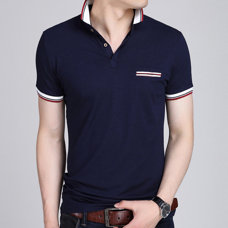 

Men Polo Shirt 2020 Summer Men Business Casual Breathable Navy Short Sleeve Polo Shirt Pure Cotton Work Clothes Polos Drop, White striped