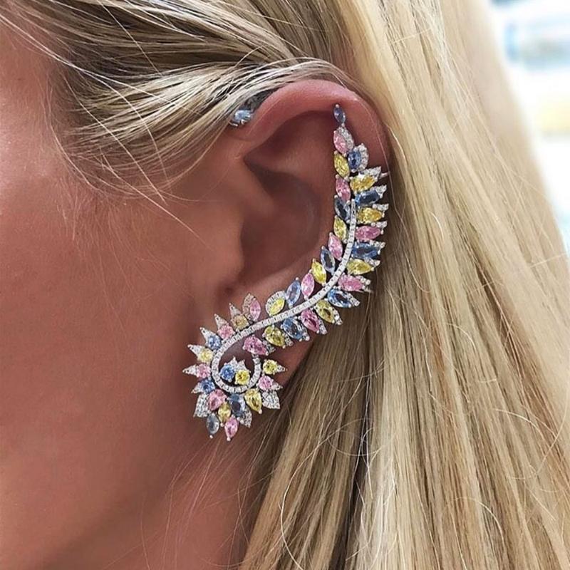 

Stud GODKI Luxury Curved Lines Full Cubic Zirconia CZ Engagement Wedding Party Nightclub Statment Earring1