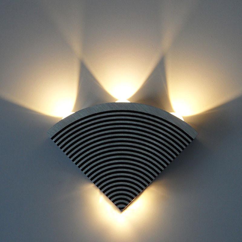 

Fan-shaped 4W Aluminum LED Wall Lamp indoor hotel decoration light living room bedroom bedside TV background picture lamps