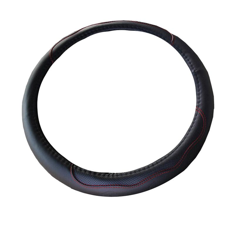 

PU Leather Car Steering Wheel Cover Anti-Slip Protection Good Grip Car Accessories for 15 Inch/37-38CM-Black