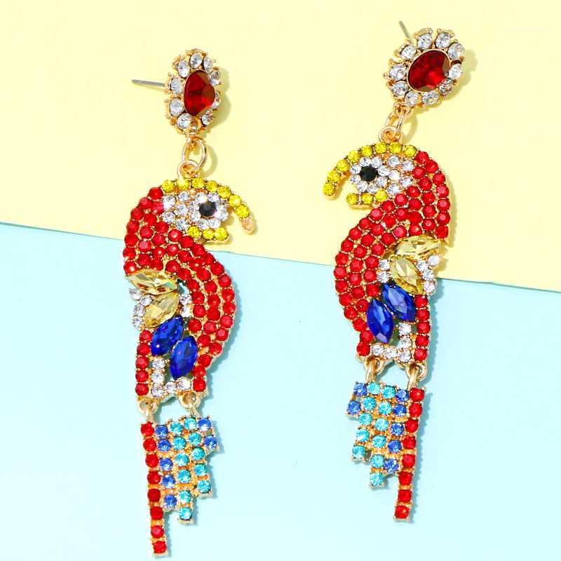 

KOMi Parrot Rhinestone Crystal Earrings for Women Animal Bird Drop Earrings Dangle Wedding Jewelry F02361