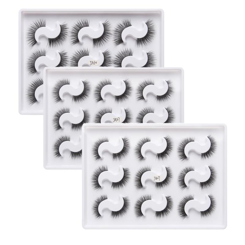 

MAANGE 9Pair Natural Long Mink Eyelashes 3D Mink Lashes Thick Handmade Full Strip Lashes Volume Soft False Eyelashes