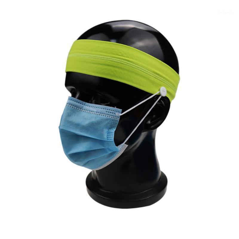

Moisture Wicking Headband with Buttons Breathable Head Band Anti-slip Mask Hairband for Sports Outdoor (Random Color)1, Red