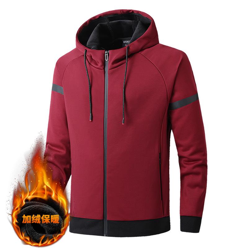 

winter thick fleece men sport jacket thermal hoodie running jogging fitness workout casual coat sportswear plus size 8XL, Black