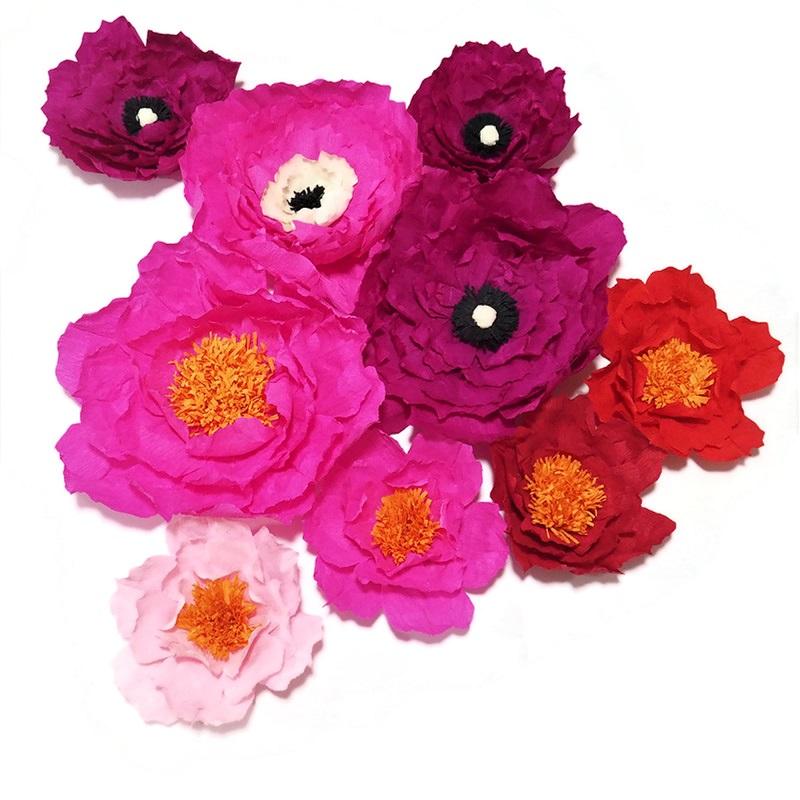 

2020 Giant Crepe Paper Artificial Flowers 9PCS For Wedding & Event Backdrops Decor Baby Nursery Handmade Crafts Customized, Custom color