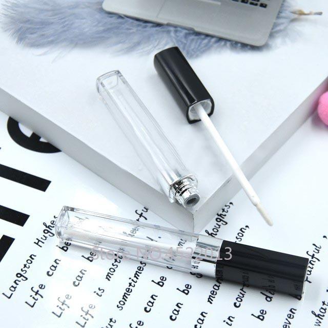 

5ML 10pcs30pcs50pcs Plastic Refillable Lip Gloss Tube with Black Cap, Portable Empty Clear Women Beauty Makeup Lip Gloss Bottle