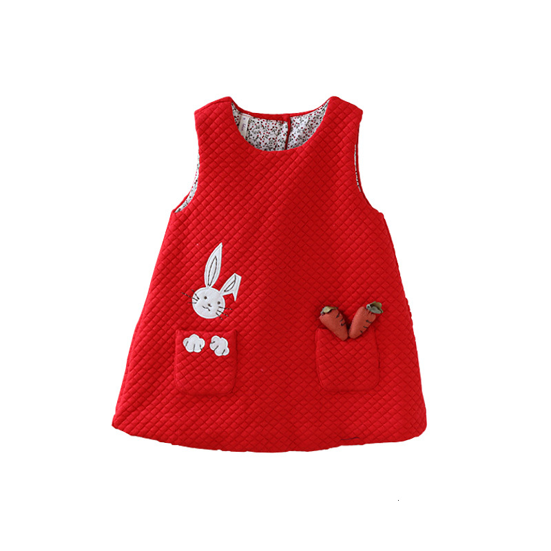 

2021 New Newborn Autumn Rabbit and Carrot Appliques Baby Girls Infant &clothes Kids Party Birthday Christening 0-2t E4vb, Red