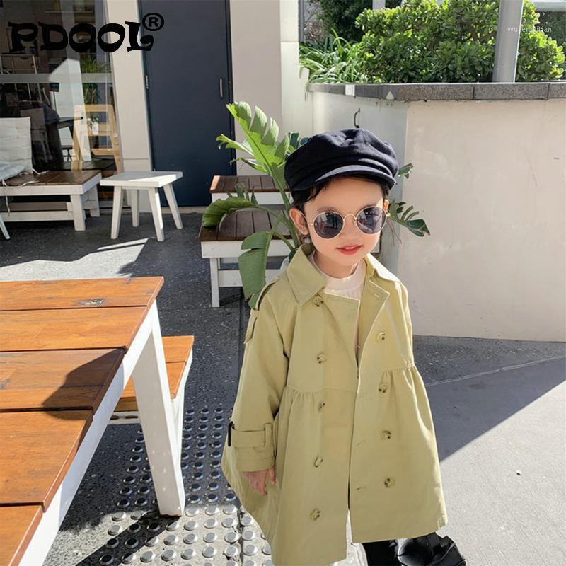 

Spring Fashion Girls Double-breasted Trench Coats 2021 2 Colors Casual Turn-down Collar Long Jackets Fall Clothes For Kids1, Khaki