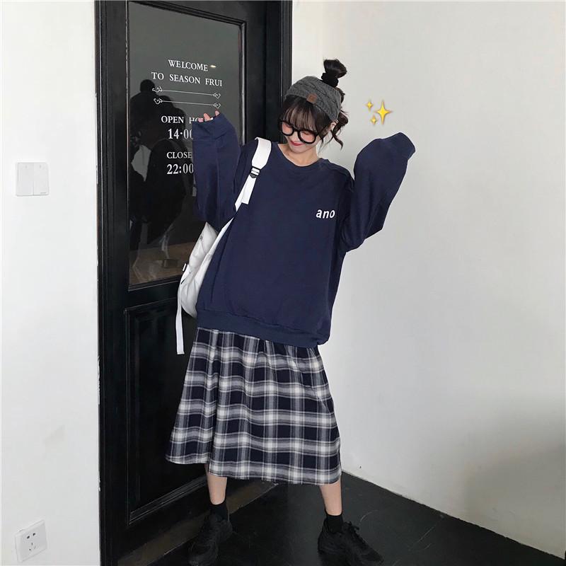 

Fall 2020 Korean Pullover Loose Long Sleeve Versatile Design Hoodie, Blue