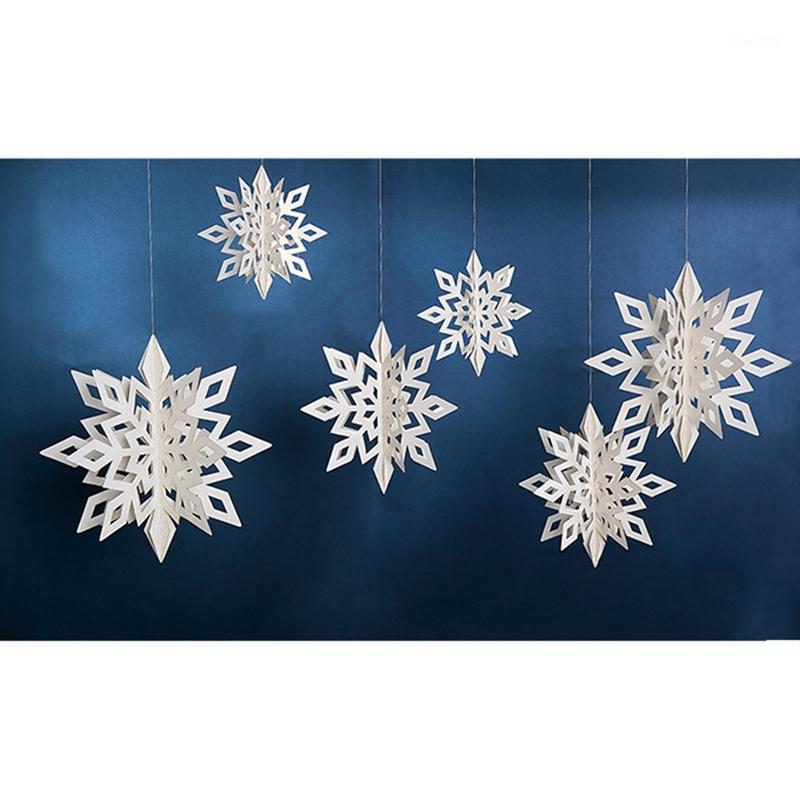 

6Pcs Snowflakes Christmas 3D Plastic Glitter Fake Snow Ornaments Christmas Tree Pendant Party Decoration for Home1