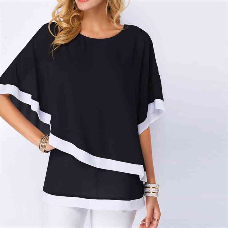 

Women Batwing Loose Plus Size Chiffon Blouse Shirts Pullover Tops For Summer Xin-shipping, White