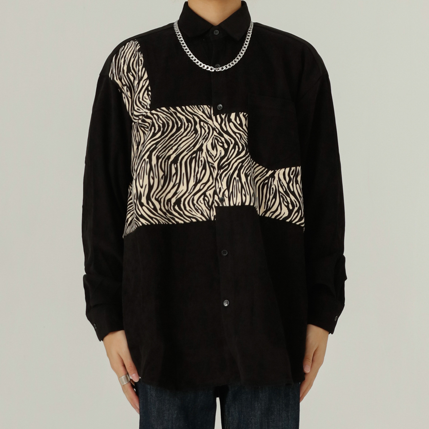 

2020 Zebra Pattern Splice Black Long Sleeve Retro Shirt From Men Streetwear Hip Shirts 4m3f, 8097