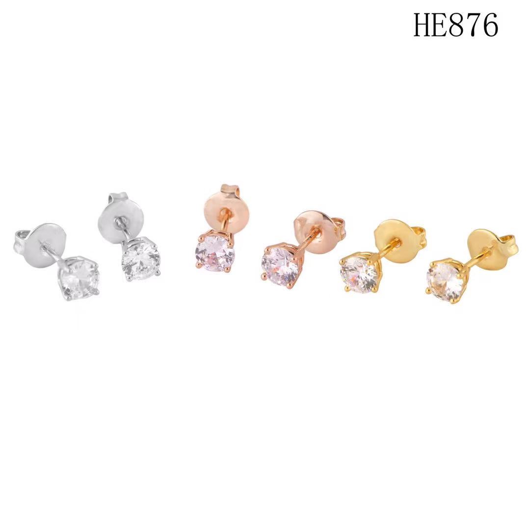 

2021Simplicity stainless steel jewelry fashion earrings womens stud earrings single diamond earrings silver jewelry wholesale, Golden