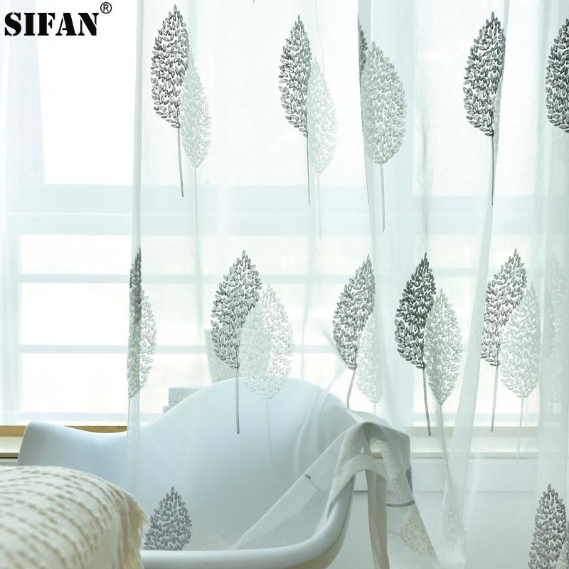

Embroidered Tulle Curtains for the Bedroom Overlapping Leaves Window Voile Sheer Curtain for Living Room Kitchen, 1 piece tulle
