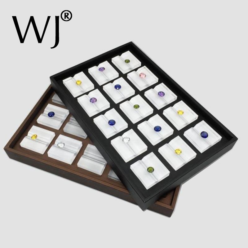

Loose Diamond Display Tray Gemstone Holder Stand Case PU Leather Jewelry Collection Box Organizer Gem Stone Storage Showcase OEM