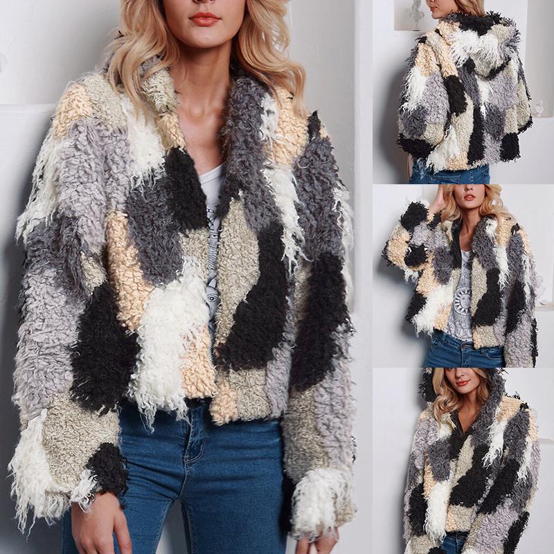 

Women Faux Fur Coat Long Sleeve Autumn Winter Coat High Street Multi-Colored Women Plus Size Female Fur chaqueta mujer 3xl, As pic